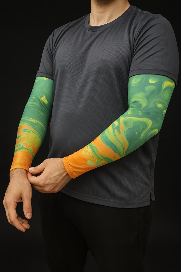 Green Patterned Black Wearable Arm Tattoo Socks Tattoo 3D Printed Arm Leg Tattoo Right Arm Set