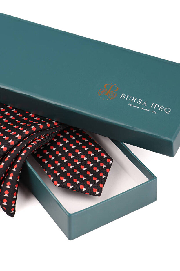 Black Patterned Silk Tie Set - 3