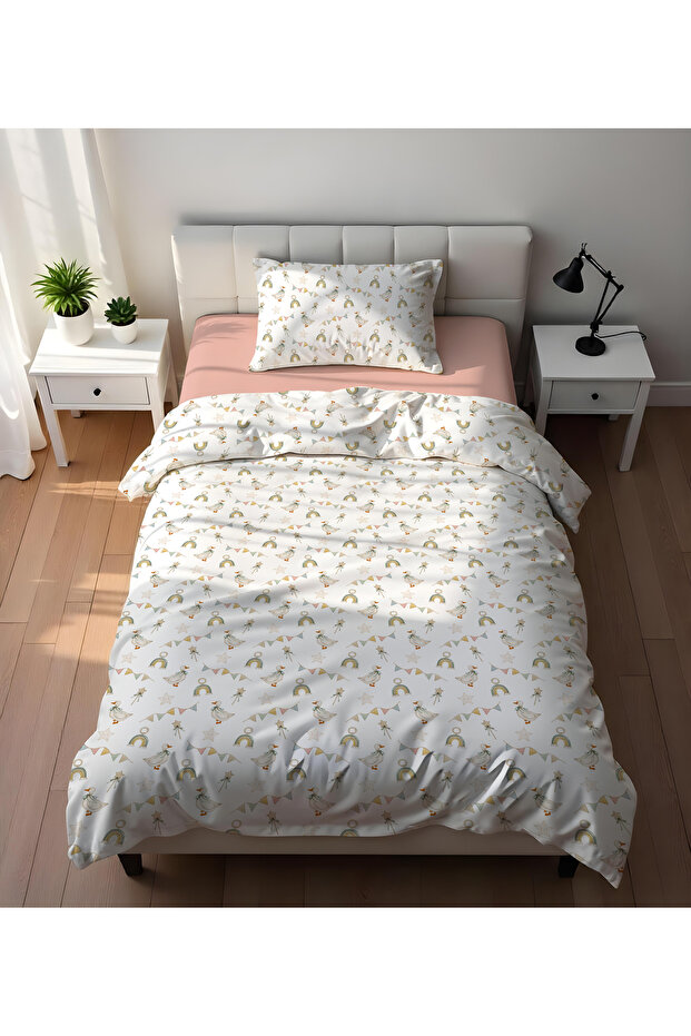 Little Ducks Patterned Bed Sheet Set of 2 Printed Duvet Cover Set 160X220 cm