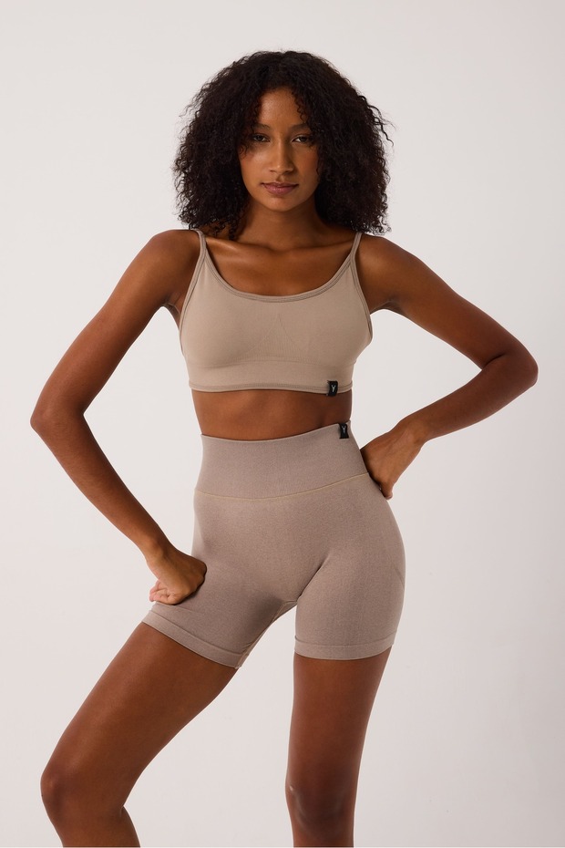 Aura Spor Şort Yüksek Bel Esnek Şekillendirici ve Toparlayıcı Seamless Tayt Kısa Şort - 1