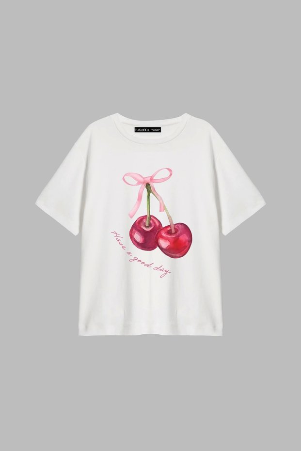 Have a Good Day Printed Relaxed Fit Women's White T-Shirt
