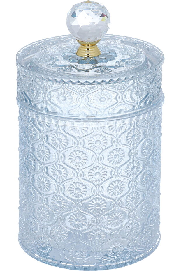 Glass Sugar Bowl, Al Saif Gallery, 19×10.5×10.5 cm - Light Blue