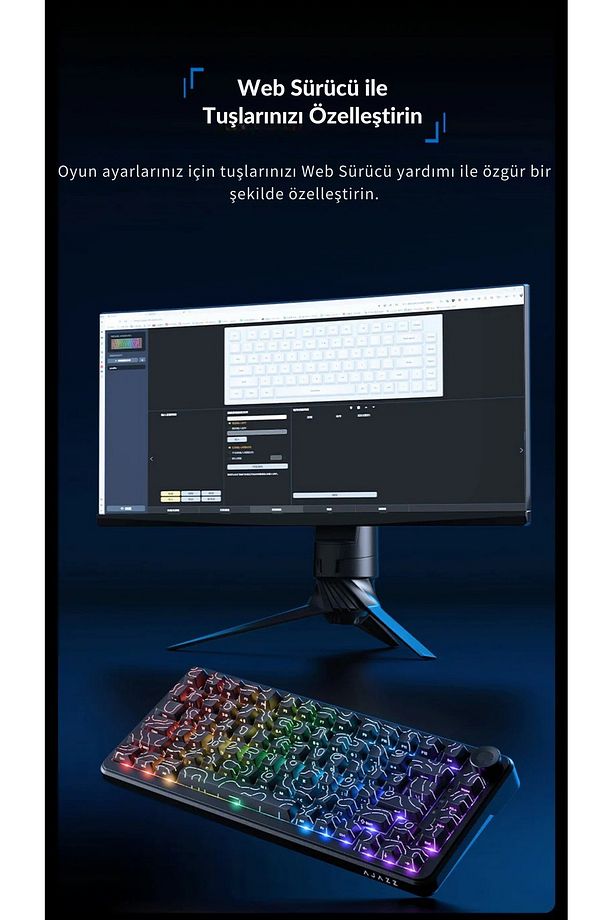 AK820 Max Ultra 3 Modlu Manyetik Switch Klavye-8+8K tepkime Süresi-128 K Tarama Hızı Web Driver - 8