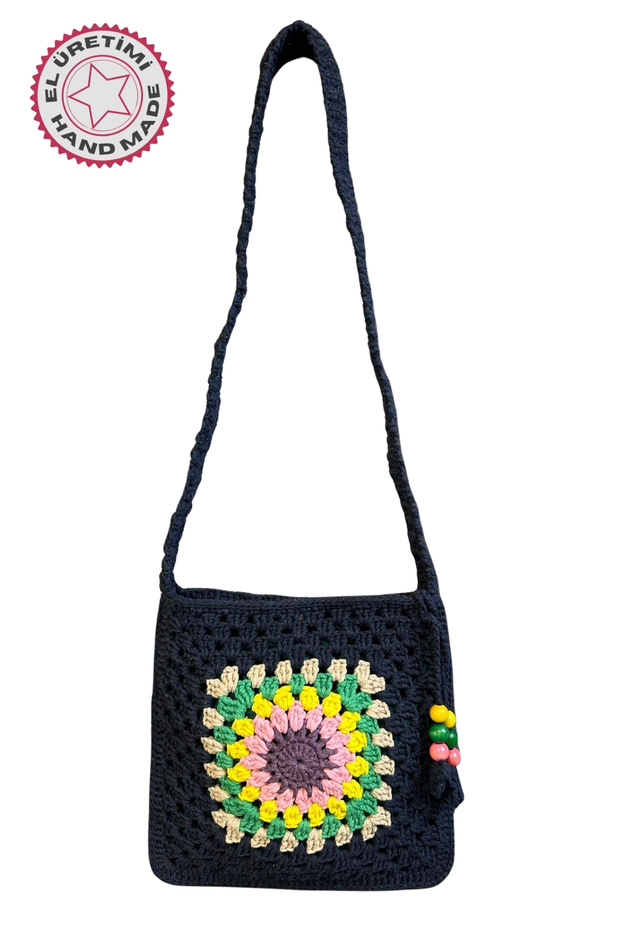 - Emine 9106 Hand Knitted Wooden Bead Detailed Mandala Model Shoulder Bag