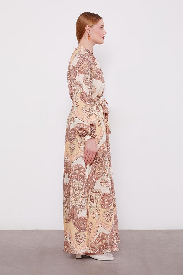 فستان منقوش - فرو المنك - 5