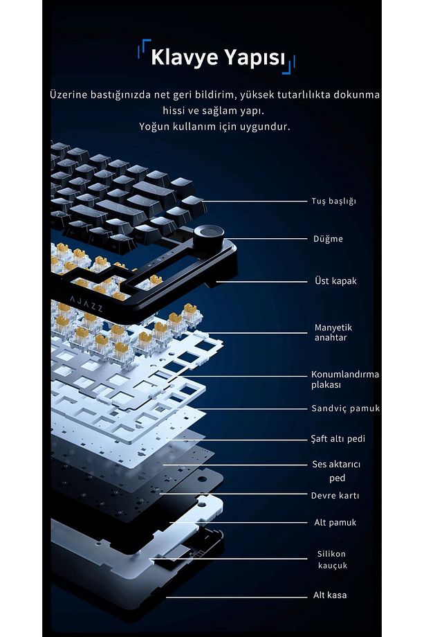 AK820 Max Ultra 3 Modlu Manyetik Switch Klavye-8+8K tepkime Süresi-128 K Tarama Hızı Web Driver - 7