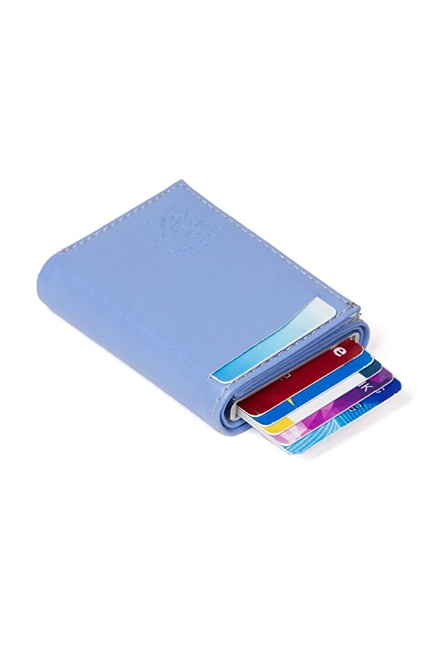 Women's Mechanized Card Holder and Wallet - Baby Blue