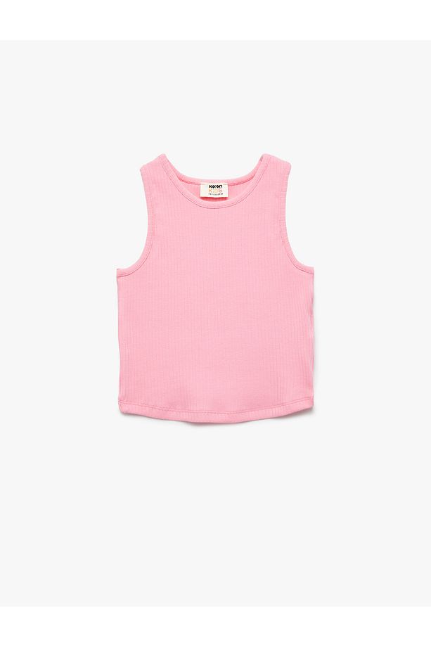 Pamuklu Kolsuz Bisiklet Yaka Basic Crop Atlet - 1