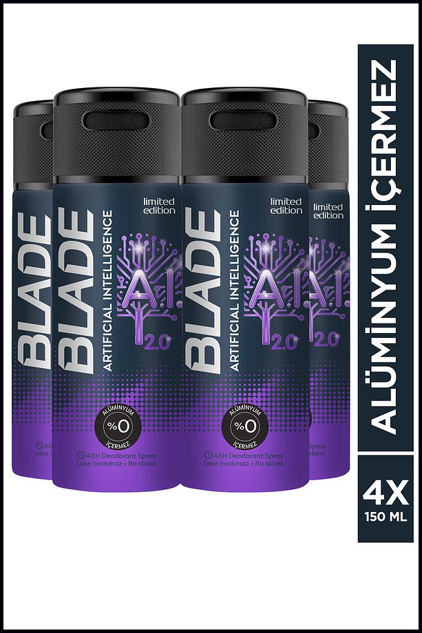 Artificial Intelligence 2.0 Erkek Deodorant 4x150 Ml Hızlı Kurur, Leke Bırakmaz - 1