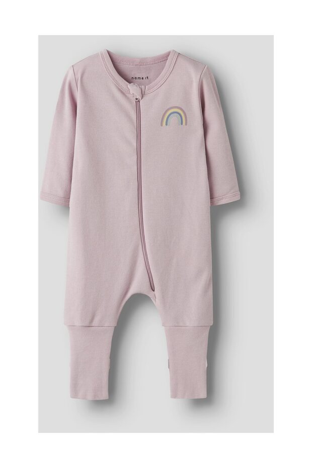 Nbfnightsuit 2P Zip Ff Jet Rainbow Noos