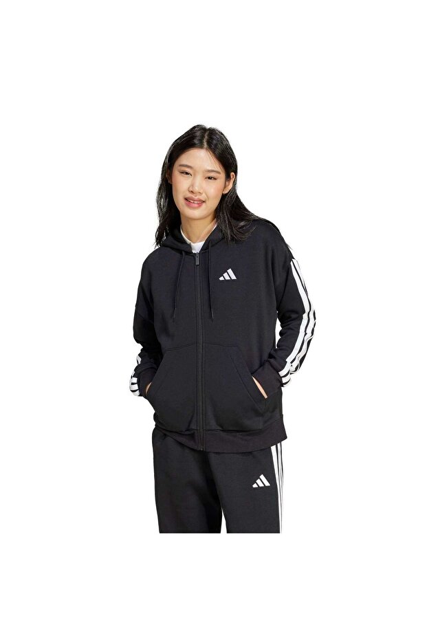 Essentials 3-Stripes Full-Zip Polar Kapüşonlu Üst - 2