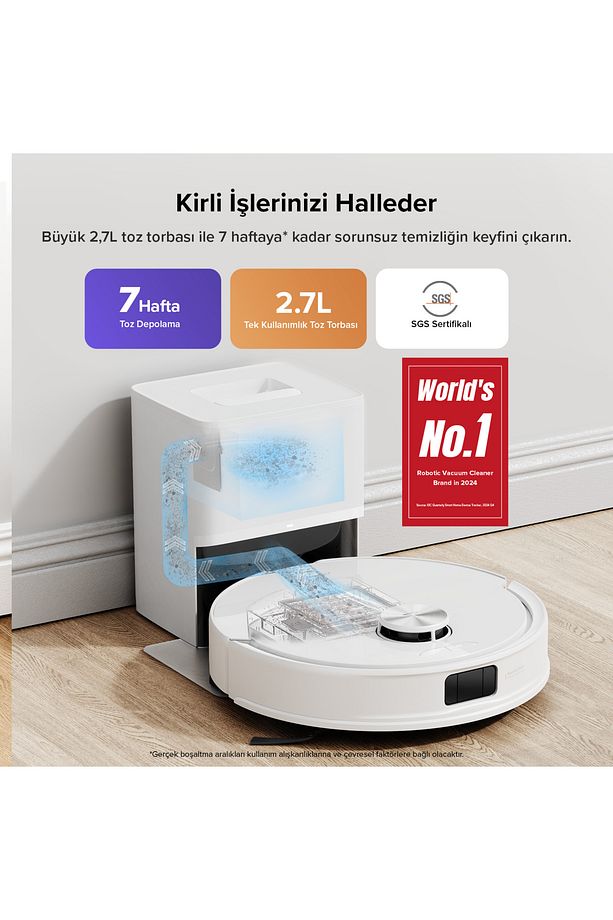 S8 Pro Plus Akıllı Beyaz Robot Süpürge 10.00 HyperForce Emiş Gücü - 3