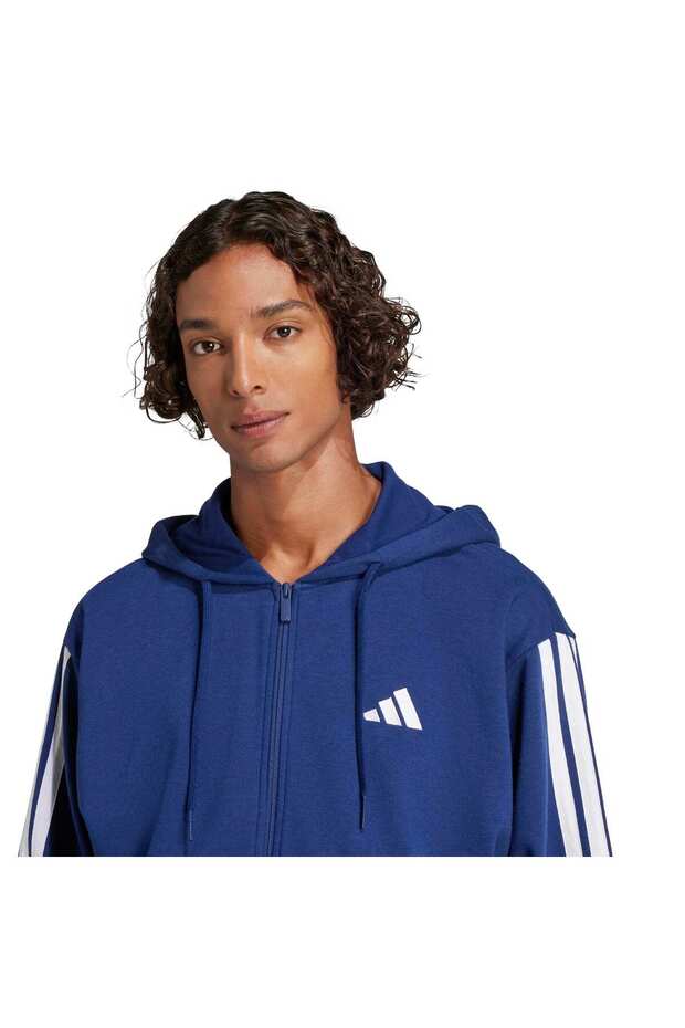 Essentials 3-Stripes French Terry Full-Zip Kapüşonlu Üst - 7
