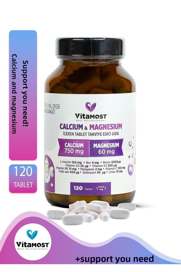Calcium| Magnesium 1500mg Zinc D3k2 (CALCIUM MAGNEZIUM ZINCO L-TREONINE) 120 Tablets