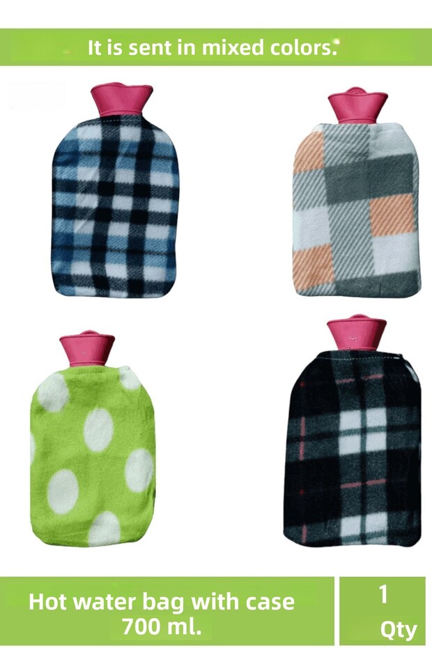 1 Piece Square Soft Washable Fleece Covered Hot Water Bag