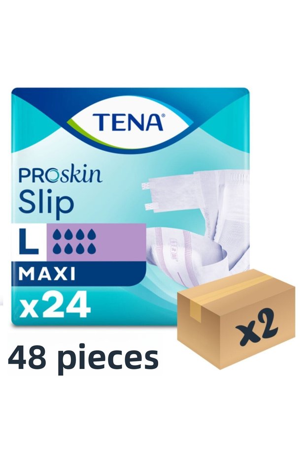 Slip Maxi Waistband Patient Diapers Large Size L 8 Drops 2 Packs of 24 48 Pieces