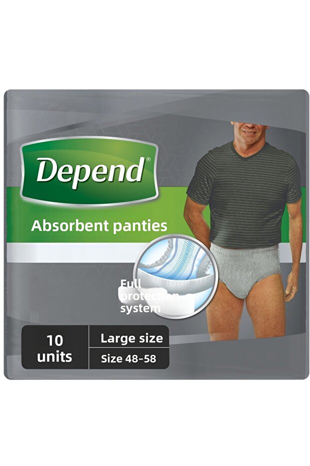 Men's Absorbent Briefs Large Size L 48-58 Size 10 Pieces (95-150 Cm Waist Size)