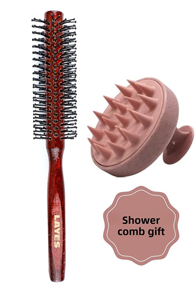 Professional 007 Comb Hair Blow-Dry Brush + Pink Shower Comb