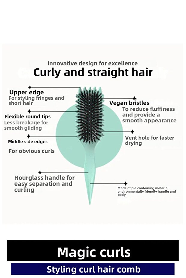 Magic Curl Comb - Curl Defining Comb- Curly Hair Brush- Perfect Curls - 3