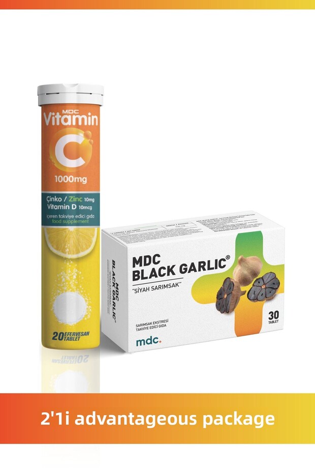 Vitamin C, Zinc, Vitamin D 20 Effervescent Tablets and Black Garlic