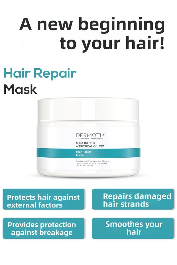 Hair Care Mask Repairing Nourishing Shea Butter + Tropical Oil for Damaged and Dyed Hair 250ml