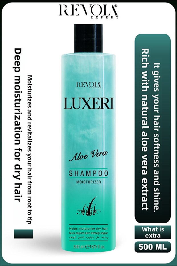 Luxeri Aloe Vera Shampoo - 500 ml Natural Vitality and Deep Moisturizing Para