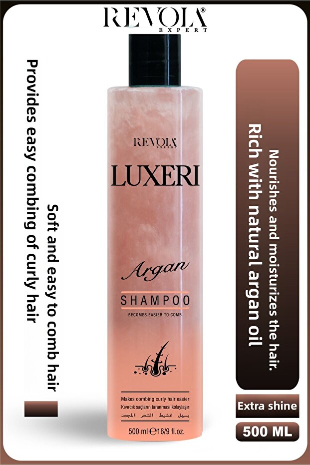 Luxeri Argan Shampoo - Formula Providing Easy Comb and Natural Shine for Curly Hair 500 ml