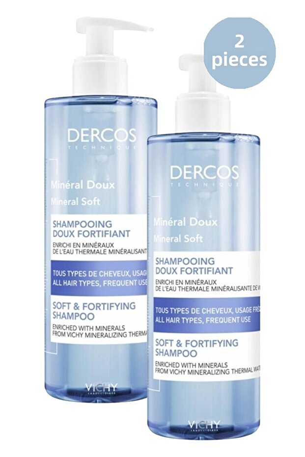 Dercos Mineral Soft Shampoo - 400 ml, 2 Pieces - 1