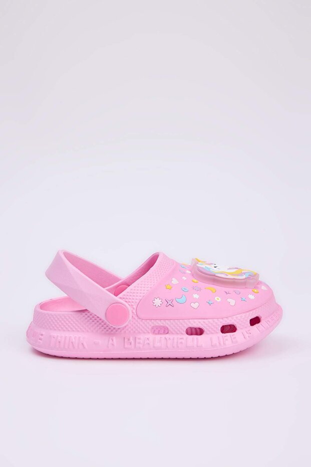 Pembe Işıklı Önü Kapalı Unicorn Figür Detaylı Kız Çocuk Kids Sandalet Terlik TAKSS25TE00051 - 5