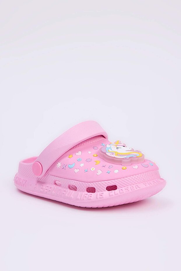 Pembe Işıklı Önü Kapalı Unicorn Figür Detaylı Kız Çocuk Kids Sandalet Terlik TAKSS25TE00051 - 4