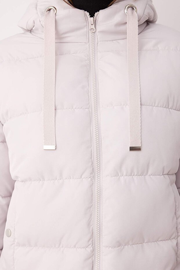 Сиво пухено яке с качулка, модел Rugular, водоотблъскващо TWOAW26MO00090 - 8