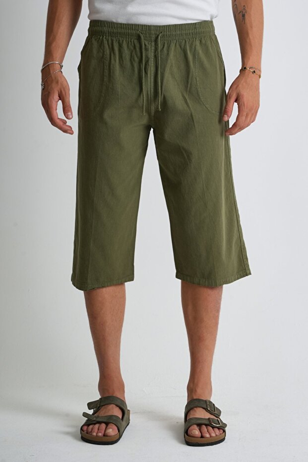 Men's Regular 100% Cotton Linen Look Capri Dc204