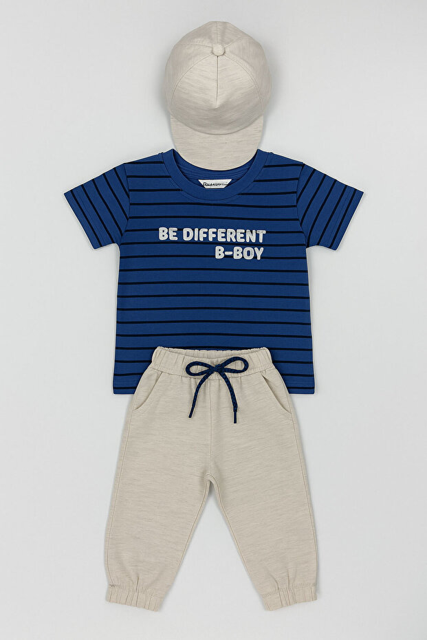Boys' hat set with linen trousers 3-piece set