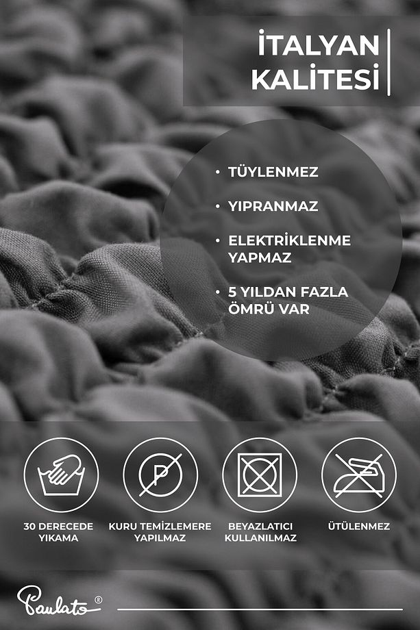 Lastikli Esnek Ve Yıkanabilir Tek Kişilik Koltuk Örtüsü Koltuk Kılıfı - Antrasit - 3