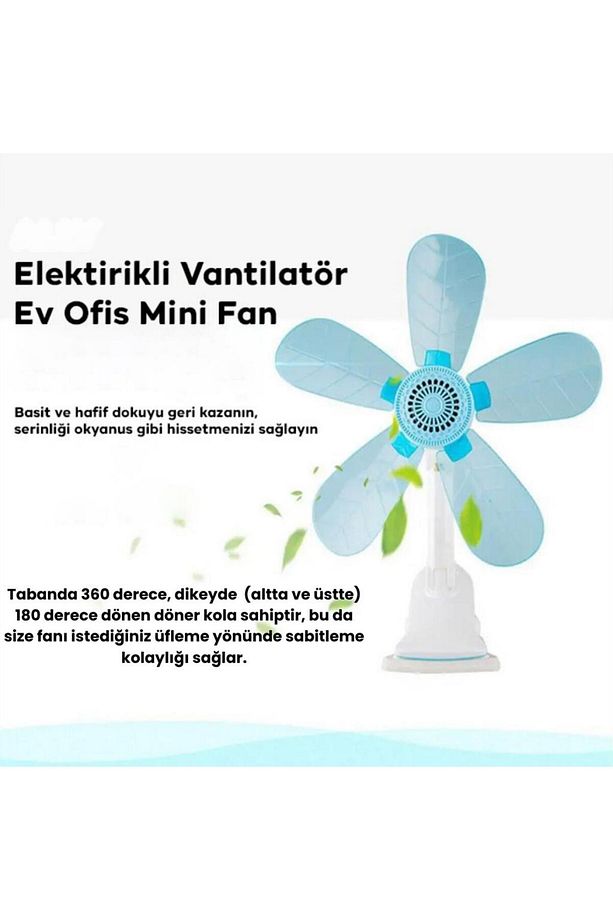 Dc 220v 1.5mt Fiş Girişli Klipsli Masaüstü Vantilatör Ev Ofis Mini Fan Vantilatör Döner Başlı - 2