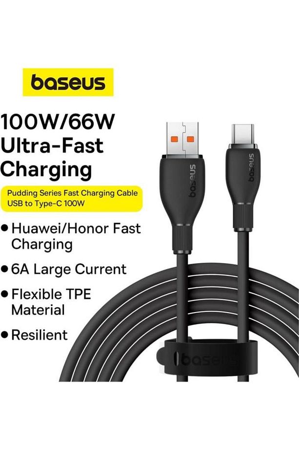 Pudding Serisi Hızlı Şarj ve Data Kablosu USB'den Type-c USB-C'ye 6 Amper 100W, 1,2m - 4