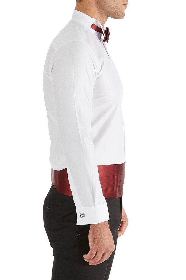 Gk 148 Slim Fit Duble Manşet Ata Yaka Beyaz Damatlık Smokin Gömlek - 2