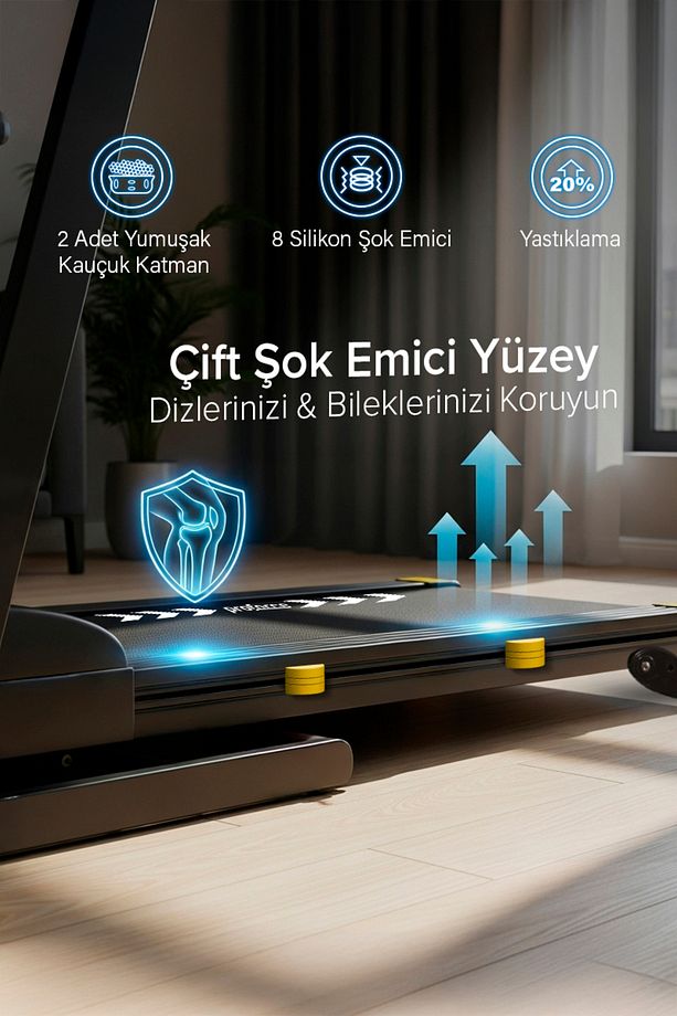 Leta Koşu Bandı Led Mavi Ekran, Kolay kurulum, Katlanabilir, 0-12km/sa - 5