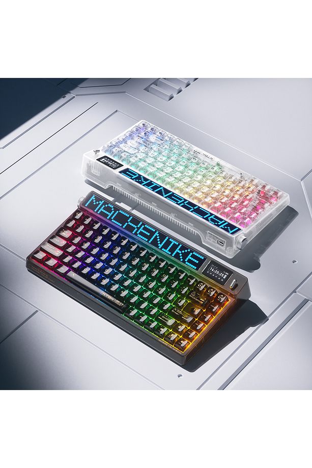 KT84-B84W Tri-Mode Gateron Yellow Switch LCD RGB Beyaz İngilizce Gaming Klavye - 6