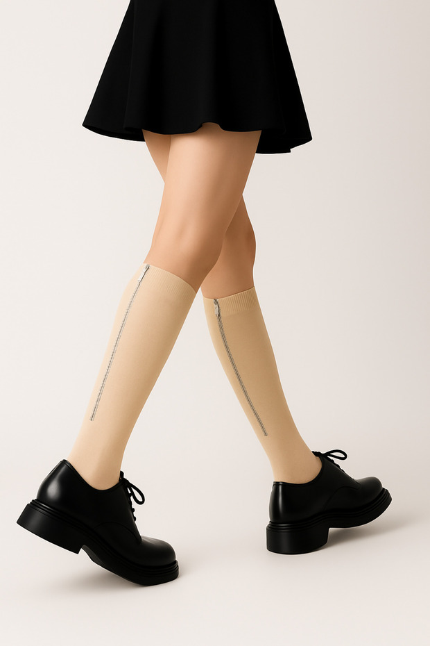 Women's Zippered Knee High Socks