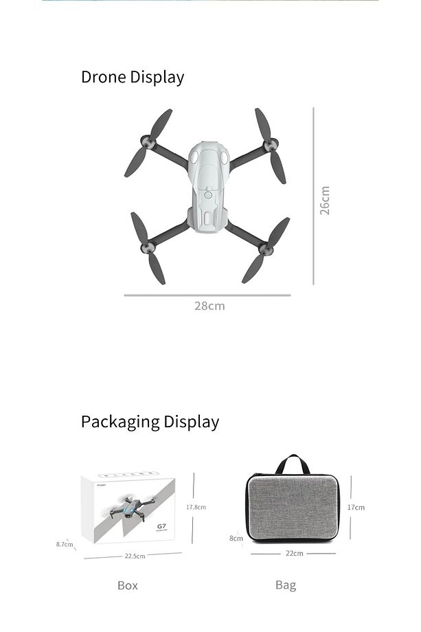 G7 Pro Drone Katlanabilir, Kumandalı, 500 Metre Menzilli Yedek Bataryalı - 3