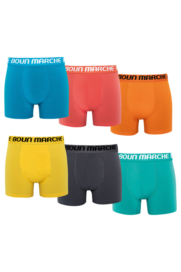 BOUN MARCHE Erkek Boxer Likralı Premıum 6'lı Kutu BORİS
