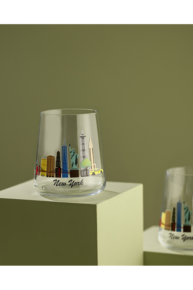 New York City Set of 2 Water Glasses - Transparent