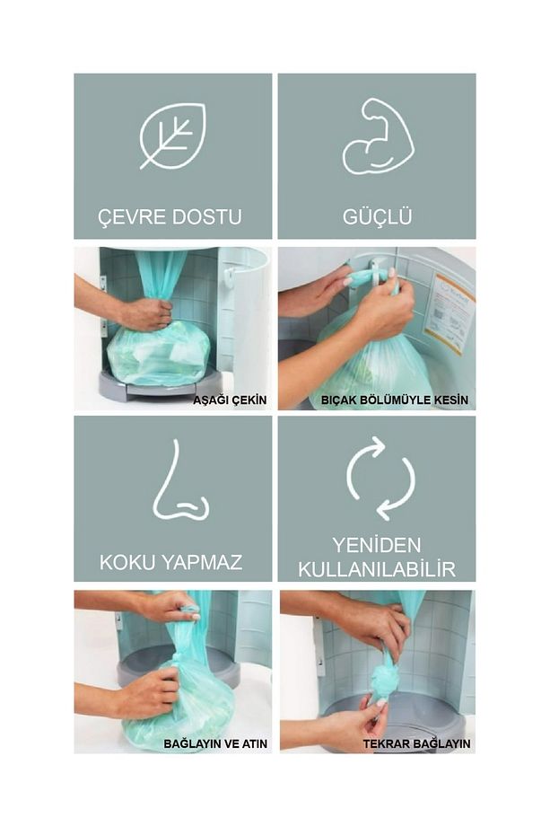 16 Lt Çöp Kutuları Ile Uyumlu 1000 Adet Bebek Bezi Kapasiteli Çöp Poşeti - 4