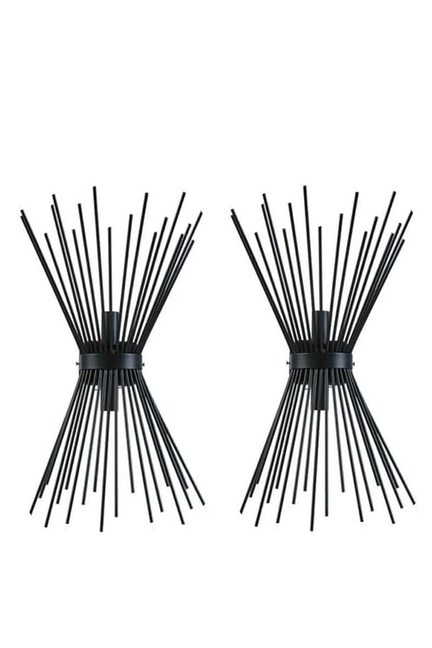 Kirpi Modern Metal Yatak Odası Salon Çocuk Odası Siyah Takım 2 Li Siyah Duvar Aplik ( 2 Adet ) - 2