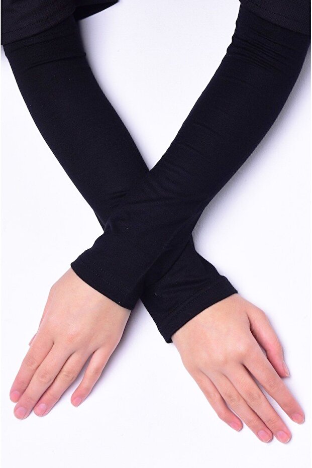 Women's Hijab Plain Black Sleeve
