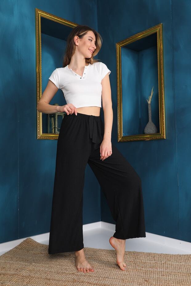 Women's Wrinkled Wide Leg Trousers