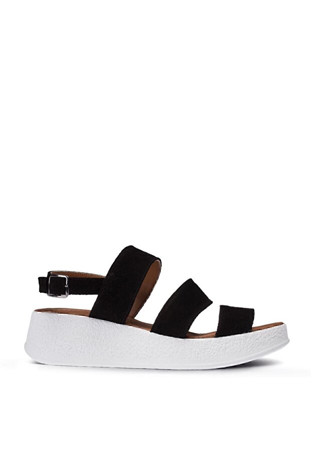 Genuine Suede Black Women's Sandals