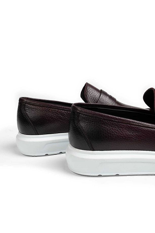Erkek  Bordo Hakiki Deri Loafer Ayakkabı - 4