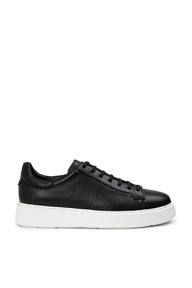 Genuine Leather Men's Black Sneakers